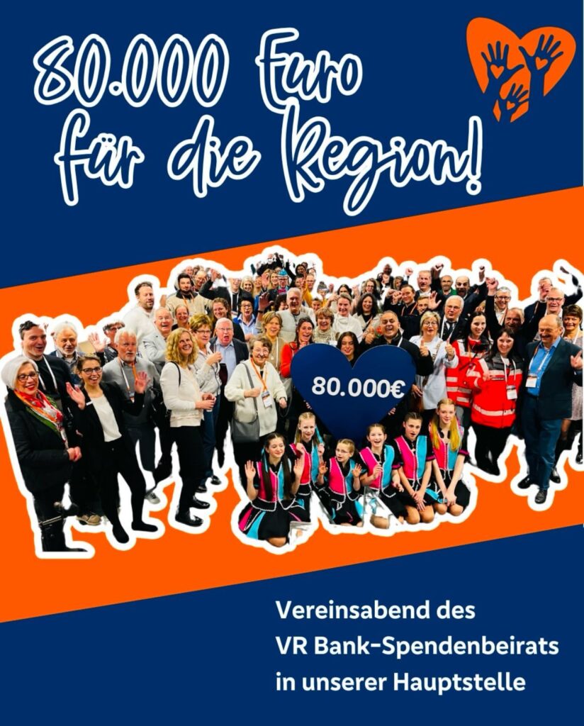 Plakat 80.000 Euro für die Region - 2024 - VR Bank-Spendenbeirat
