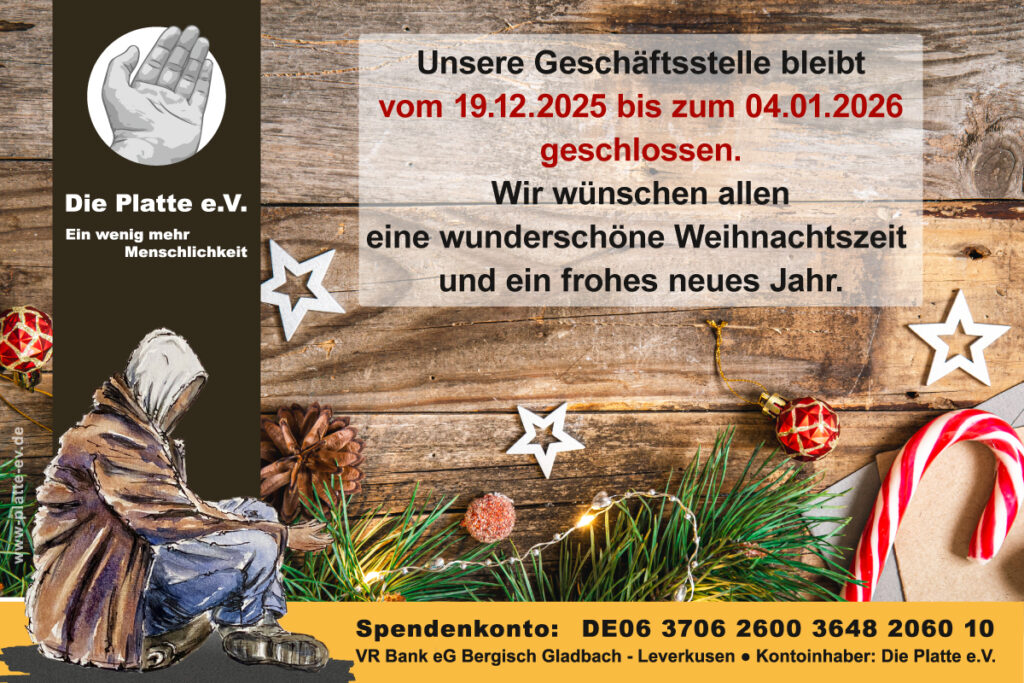 Unser Geschäftsstelle ist vom 19.12.25 bis 04.01.26 geschlossen.